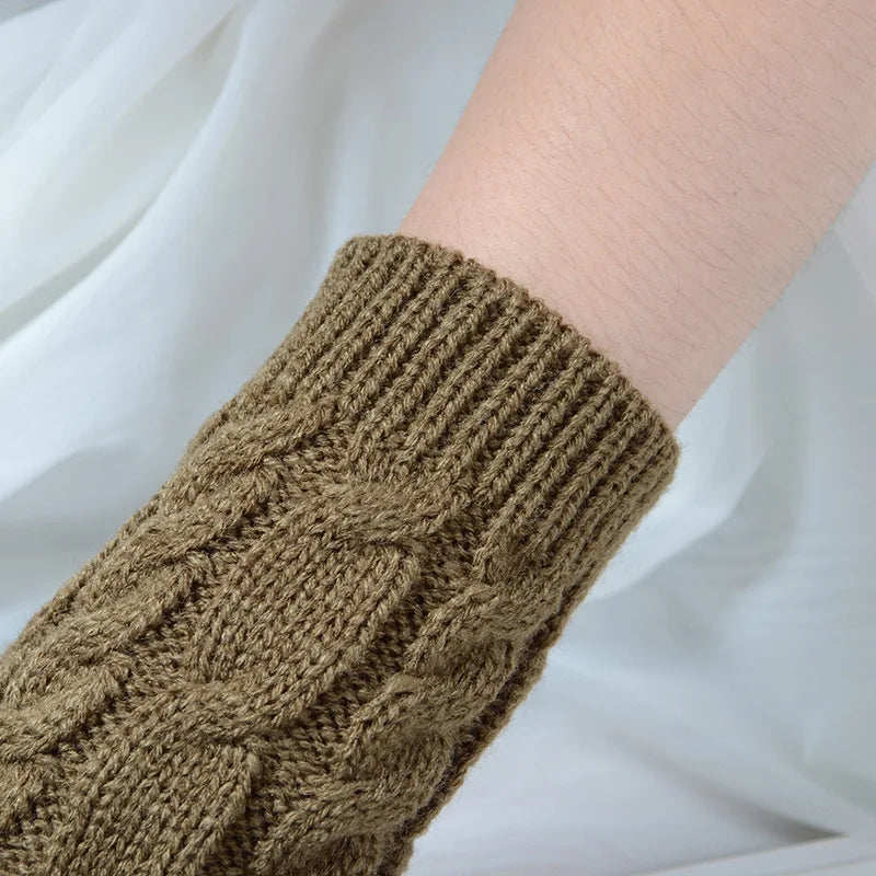 Autumn Winter Solid Color Students Write Keep Warm Korean Knitting Lady Fingerless Protection Hand Hair Mouth Hemp Gloves Women