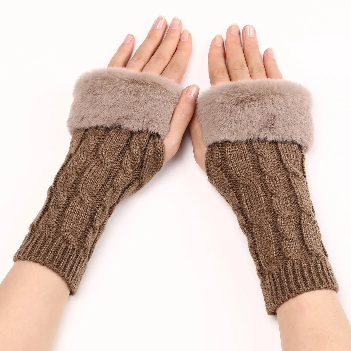 Autumn Winter Solid Color Students Write Keep Warm Korean Knitting Lady Fingerless Protection Hand Hair Mouth Hemp Gloves Women