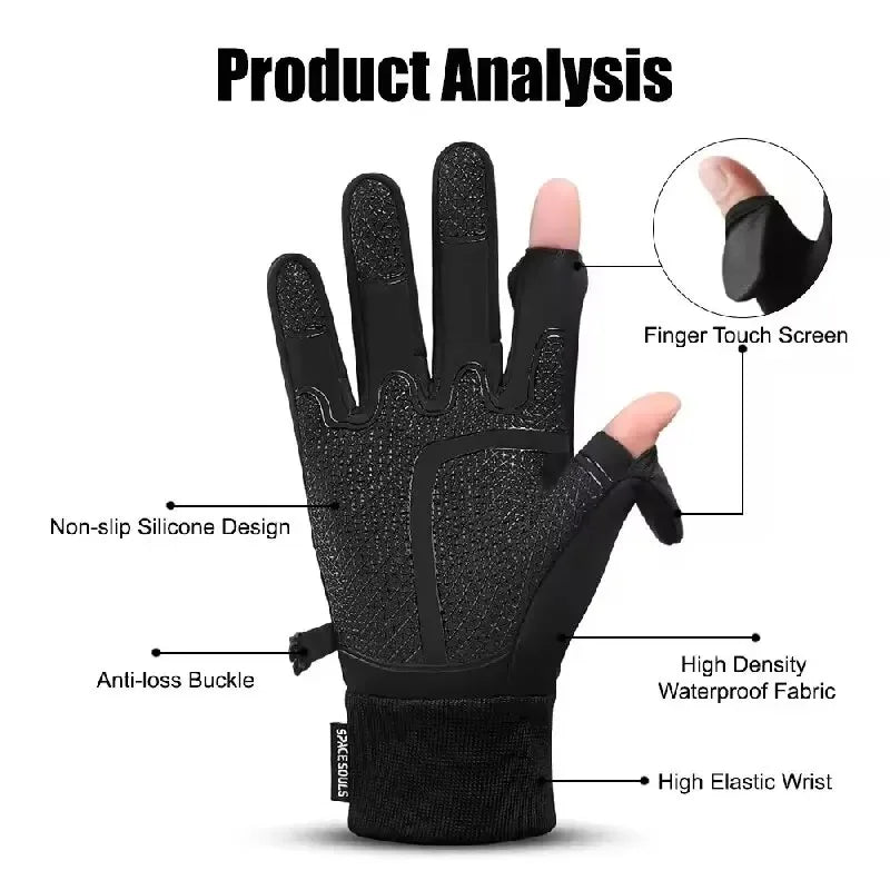 Autumn/Winter Warm Windproof  Waterproof Touch Screen Gloves for Men and Women Ideal for Outdoor Fishing Running Cycling, Skiing