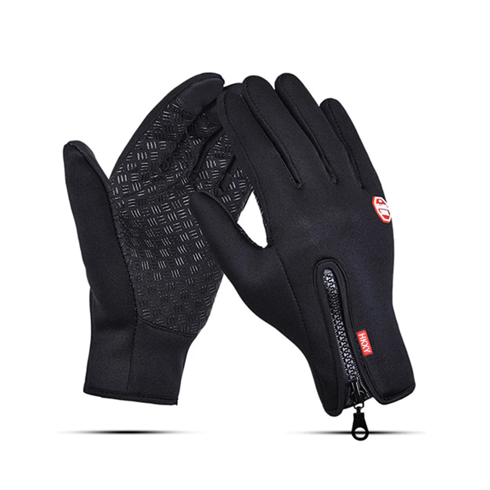 Winter Cycling Gloves Men Women Motorcycle Fleece Sport Zipper Autumn Touch Screen Warm Water-Repellent Windproof Non-slip Glove
