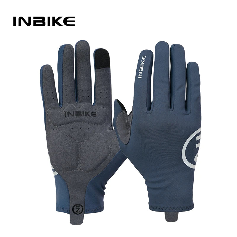 INBIKE Thermal Fleece Cycling Gloves Full Finger Winter Bike Gloves Touchscreen Anti-Shock Road Mountain Bicycle Gear for Men