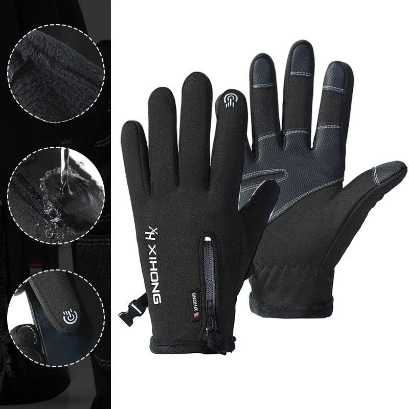 Autumn/Winter Warm Windproof  Waterproof Touch Screen Gloves for Men and Women Ideal for Outdoor Fishing Running Cycling, Skiing