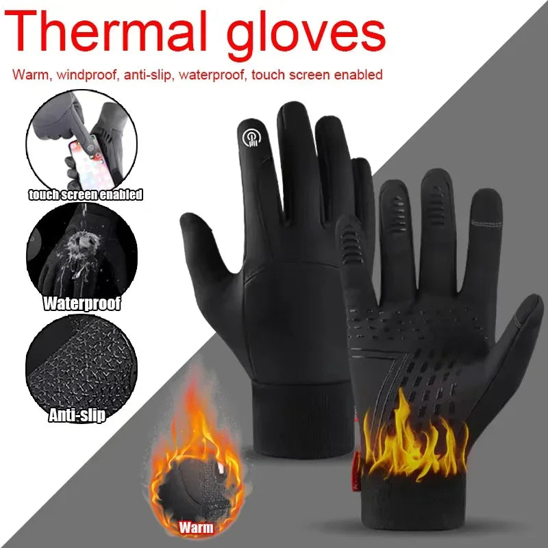 Autumn/Winter Warm Windproof  Waterproof Touch Screen Gloves for Men and Women Ideal for Outdoor Fishing Running Cycling, Skiing