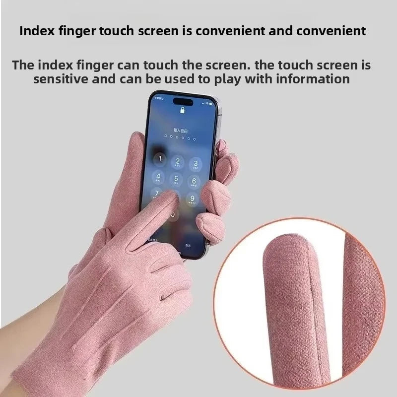 1Pairs Womens Gloves Winter Touchscreen Texting Phone Warmth Windproof Gloves Fleece Lined Cold Weather Suitable for Dailywear
