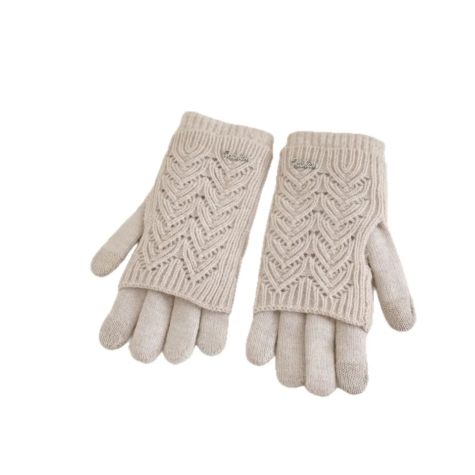 Short Dual-purpose Color Matching  Thickened in Winter Warm in Winter  Cute Touch Screen  Thin Knitted  Gloves for Women