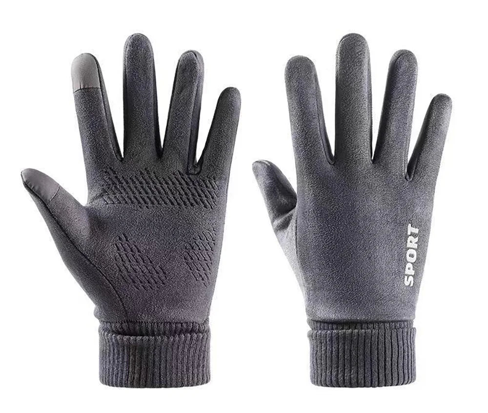 Thermal Suede Cycling Driving Gloves Fleece Lined Windproof Winter Gloves for Riding Touchscreen Men Women Warm Bike Gloves RG53