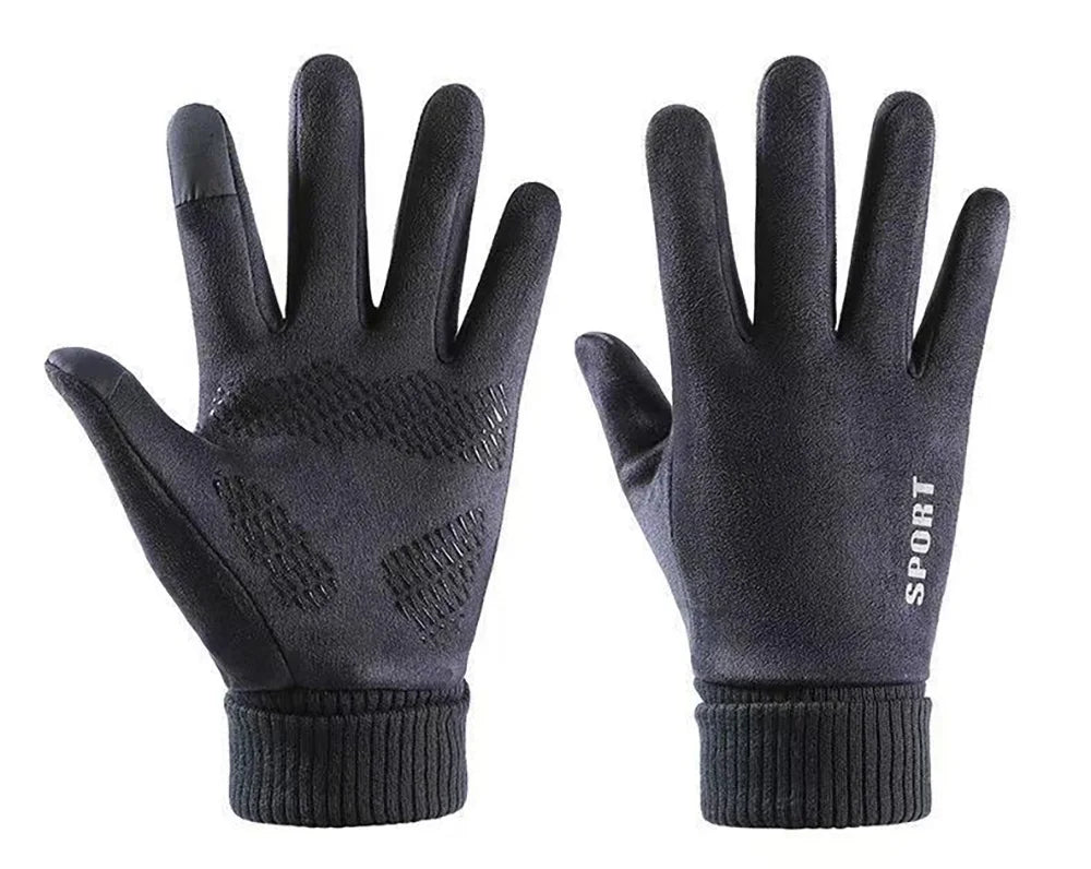 Thermal Suede Cycling Driving Gloves Fleece Lined Windproof Winter Gloves for Riding Touchscreen Men Women Warm Bike Gloves RG53