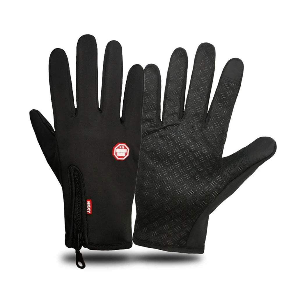 Winter Cycling Gloves Men Women Motorcycle Fleece Sport Zipper Autumn Touch Screen Warm Water-Repellent Windproof Non-slip Glove