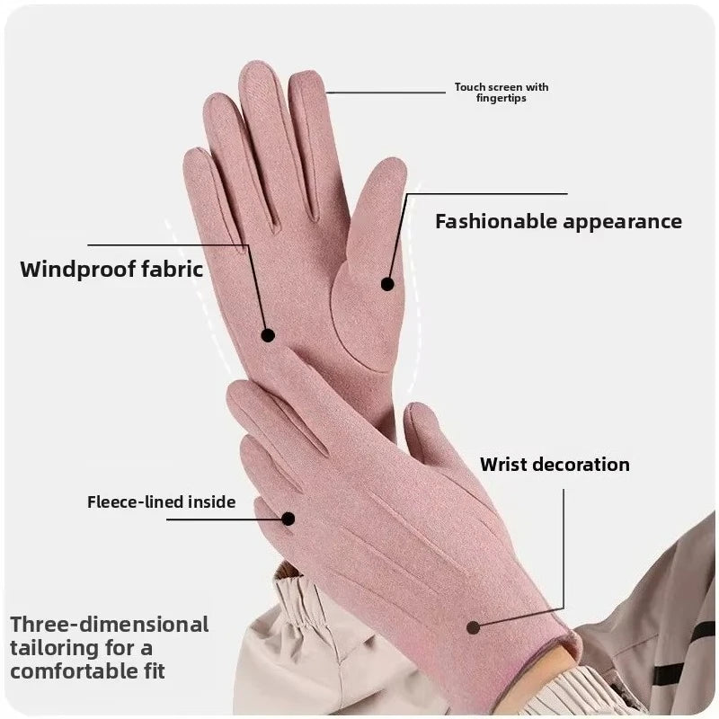 1Pairs Womens Gloves Winter Touchscreen Texting Phone Warmth Windproof Gloves Fleece Lined Cold Weather Suitable for Dailywear