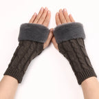 Autumn Winter Solid Color Students Write Keep Warm Korean Knitting Lady Fingerless Protection Hand Hair Mouth Hemp Gloves Women