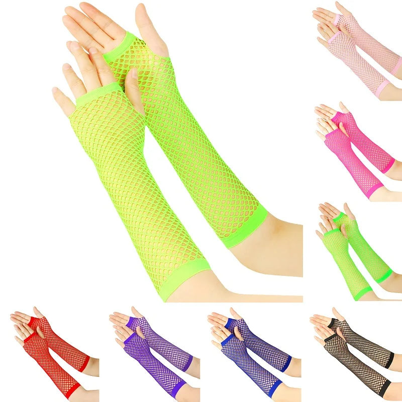 New Fishnet Gloves Red Black Girl Sheer Mesh Mittens Gloves Adult Woman Disguise Rock Fancy Night Club Party Sexy Fashion Gloves