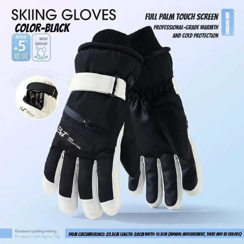 Winter Cycling Gloves Non Slip Touch Ski Gloves Snowboard Accessories Waterproof Pocket Warm Men's and Women's Thermal Gloves