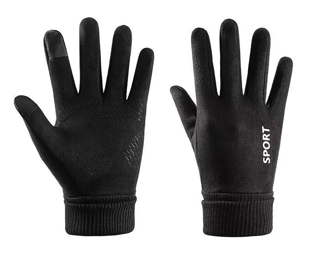 Thermal Suede Cycling Driving Gloves Fleece Lined Windproof Winter Gloves for Riding Touchscreen Men Women Warm Bike Gloves RG53