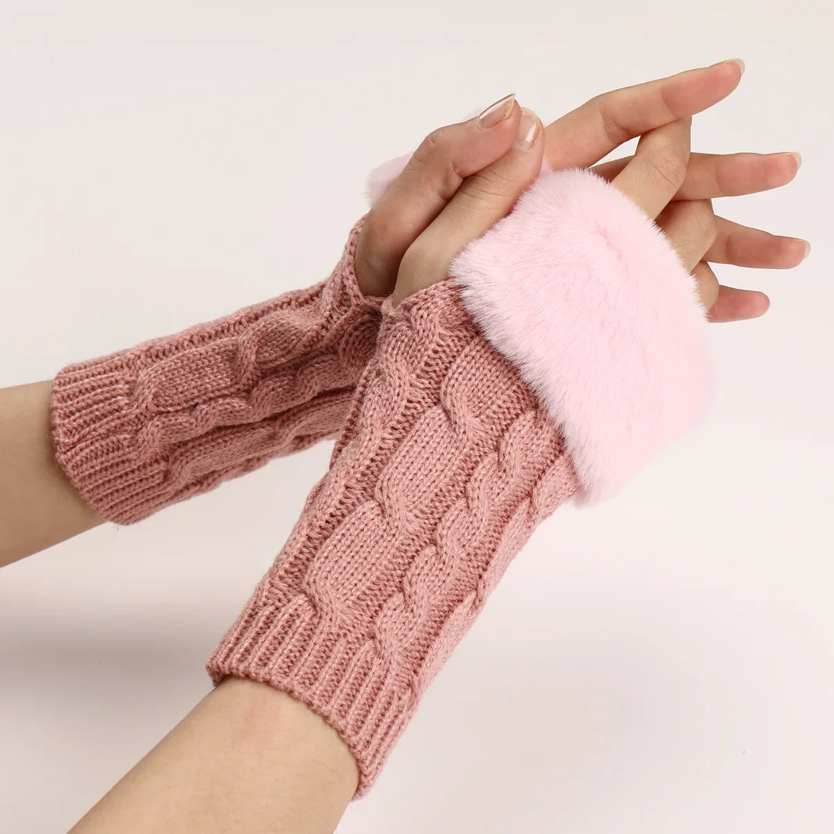 Autumn Winter Solid Color Students Write Keep Warm Korean Knitting Lady Fingerless Protection Hand Hair Mouth Hemp Gloves Women