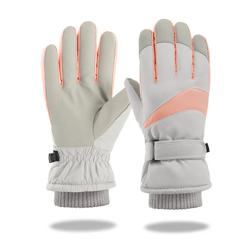 Skiing Gloves Winter Women Men Water-Repellent Velvet Warm Gloves Motorcycle Thick Windproof Cycling Couple Touch-Screen Gloves