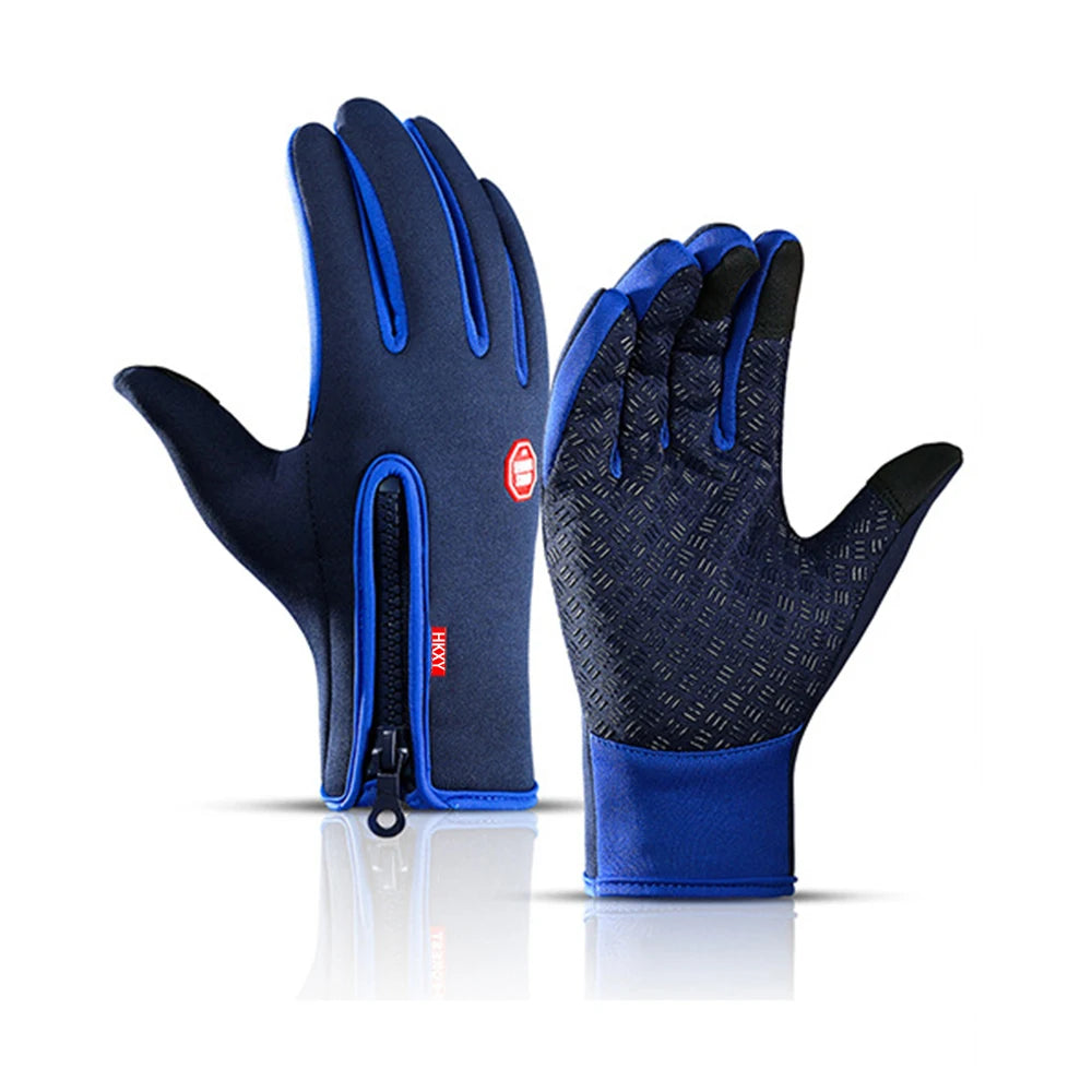 Winter Cycling Gloves Men Women Motorcycle Fleece Sport Zipper Autumn Touch Screen Warm Water-Repellent Windproof Non-slip Glove