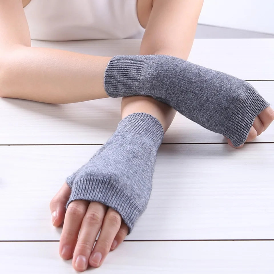 Mink Cashmere Gloves Autumn Winter Women Girl Gloves Fingerless Warm Knitted Wool Mitten Wrist Length Thumb Hole Mitts Fashion