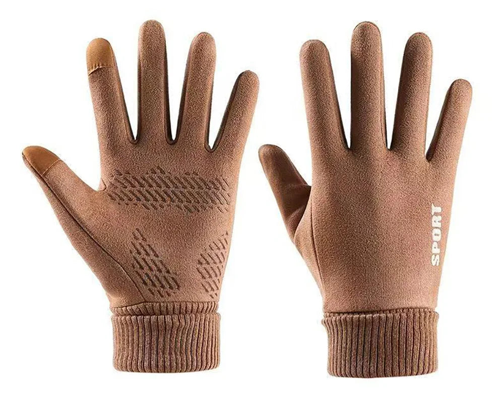 Thermal Suede Cycling Driving Gloves Fleece Lined Windproof Winter Gloves for Riding Touchscreen Men Women Warm Bike Gloves RG53