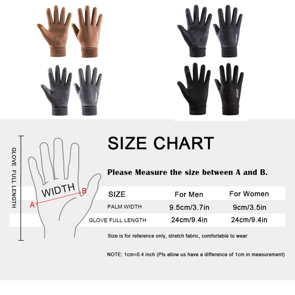 Thermal Suede Cycling Driving Gloves Fleece Lined Windproof Winter Gloves for Riding Touchscreen Men Women Warm Bike Gloves RG53