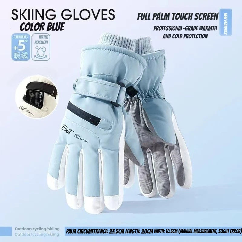 Winter Cycling Gloves Non Slip Touch Ski Gloves Snowboard Accessories Waterproof Pocket Warm Men's and Women's Thermal Gloves