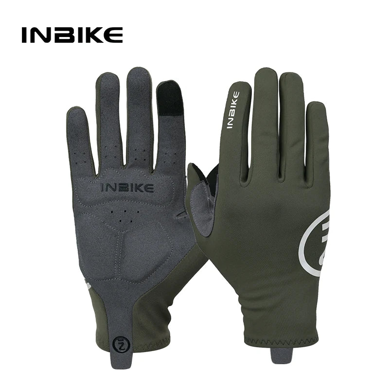 INBIKE Thermal Fleece Cycling Gloves Full Finger Winter Bike Gloves Touchscreen Anti-Shock Road Mountain Bicycle Gear for Men