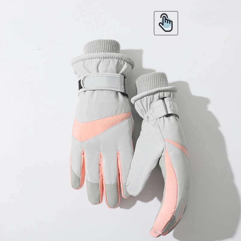 Skiing Gloves Winter Women Men Water-Repellent Velvet Warm Gloves Motorcycle Thick Windproof Cycling Couple Touch-Screen Gloves