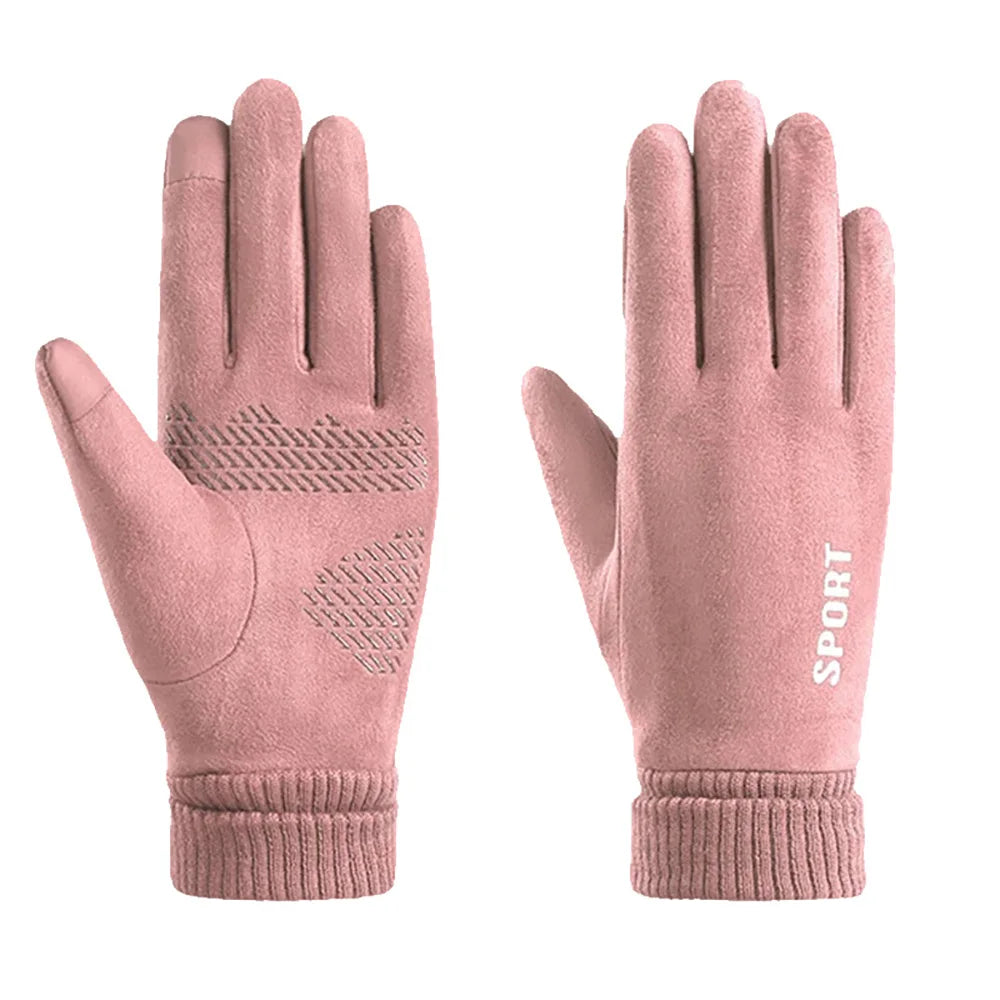 Thermal Suede Cycling Driving Gloves Fleece Lined Windproof Winter Gloves for Riding Touchscreen Men Women Warm Bike Gloves RG53