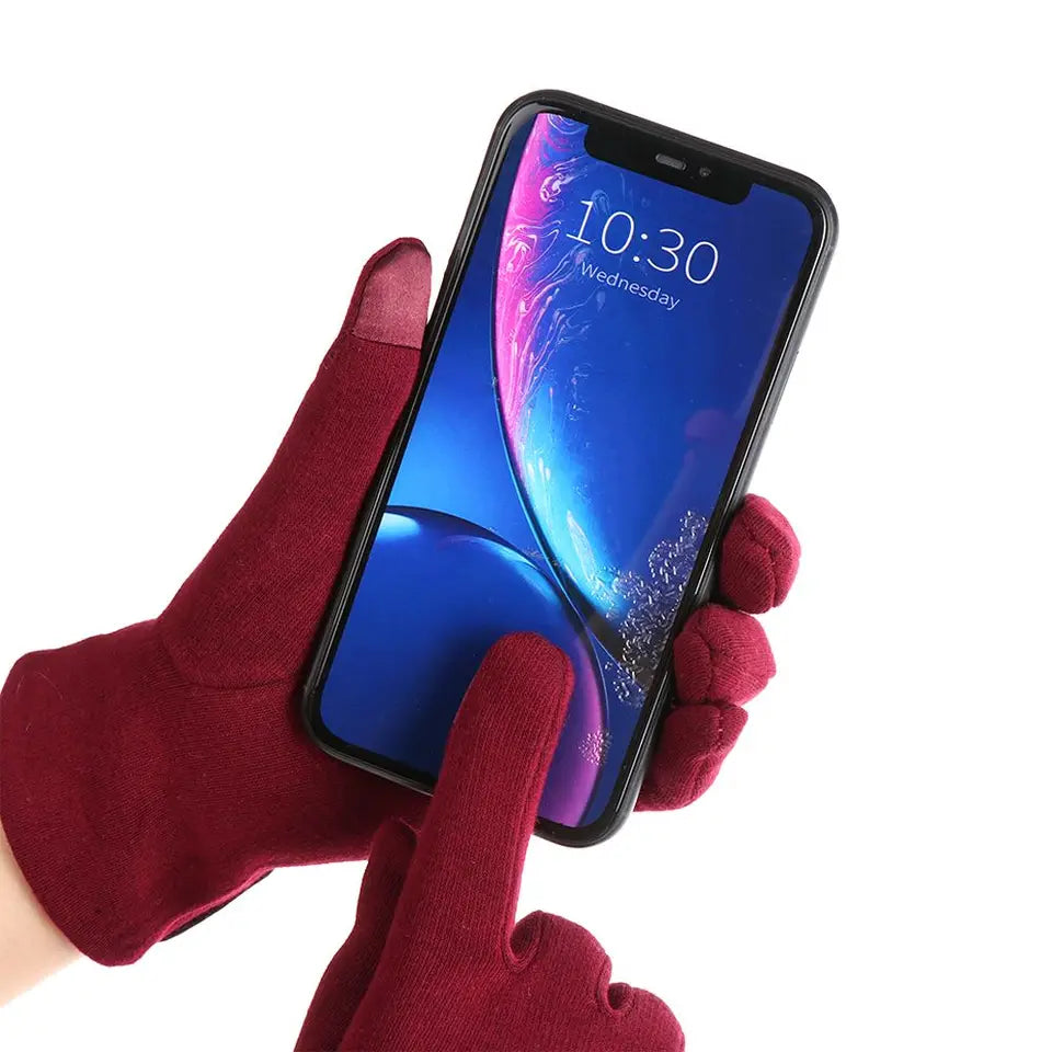 1Pair Women Winter Warm Gloves Touch Screen Fleece Lined Thermal Mittens Driving Ski Windproof Gloves