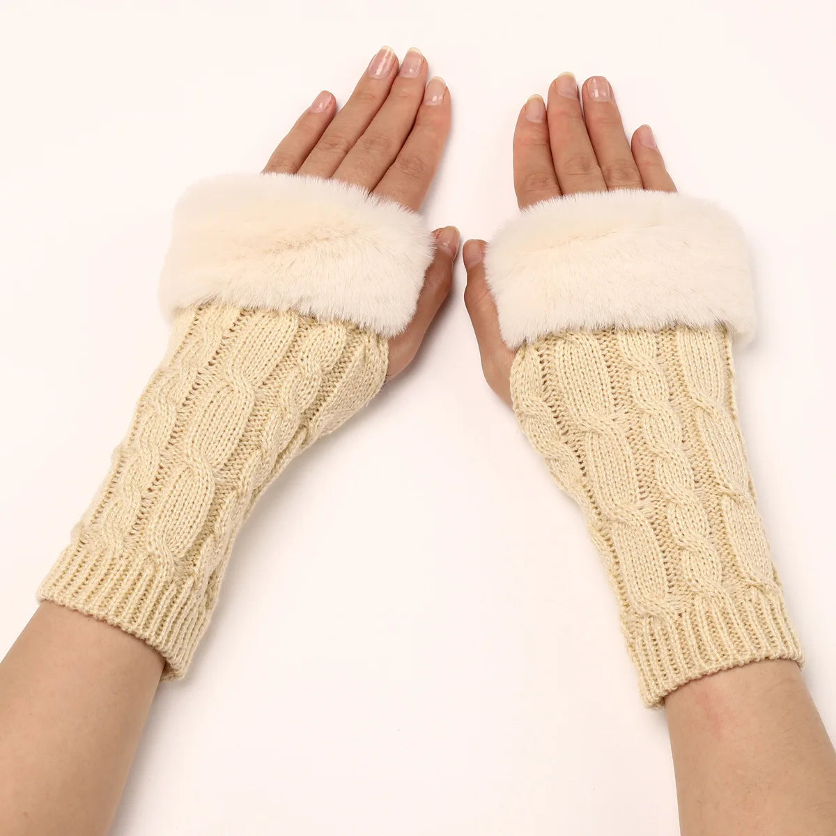 Autumn Winter Solid Color Students Write Keep Warm Korean Knitting Lady Fingerless Protection Hand Hair Mouth Hemp Gloves Women