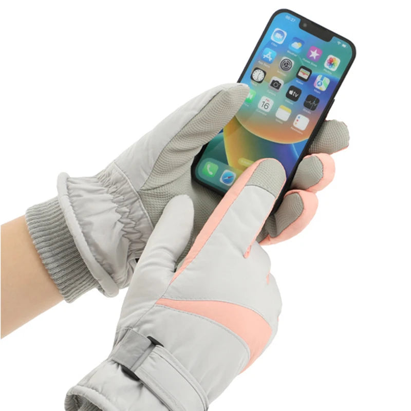 Skiing Gloves Winter Women Men Water-Repellent Velvet Warm Gloves Motorcycle Thick Windproof Cycling Couple Touch-Screen Gloves