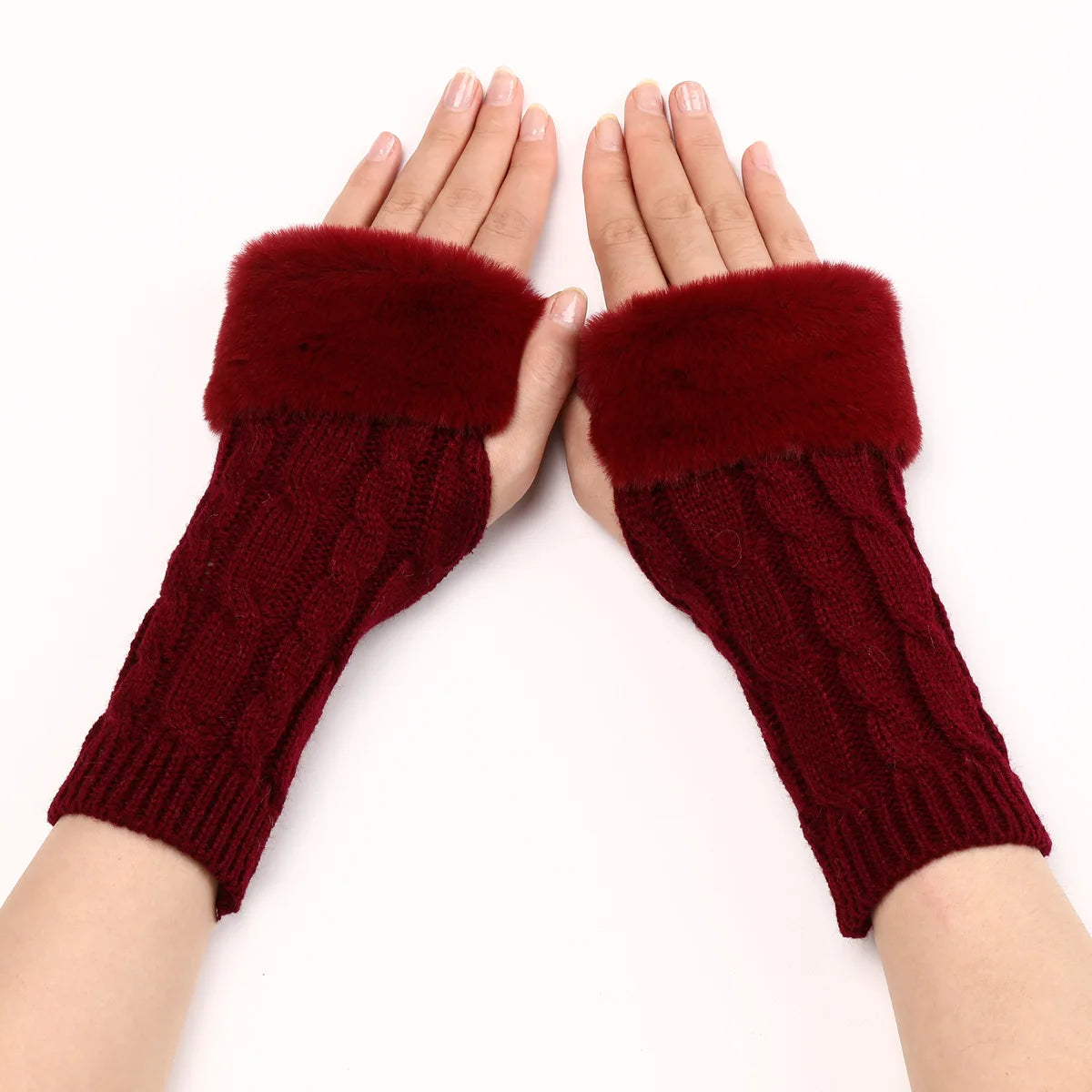Autumn Winter Solid Color Students Write Keep Warm Korean Knitting Lady Fingerless Protection Hand Hair Mouth Hemp Gloves Women
