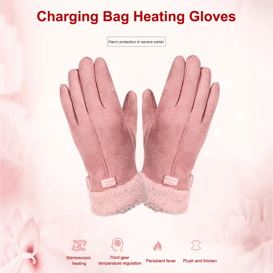Heated Full Finger Mittens Touch Screen USB Electric Heating Gloves Ergonomics Constant Temperature for Indoor Home Outdoor