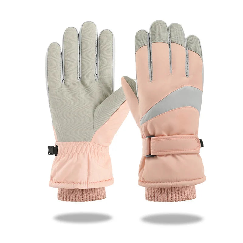 Skiing Gloves Winter Women Men Water-Repellent Velvet Warm Gloves Motorcycle Thick Windproof Cycling Couple Touch-Screen Gloves