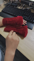 Autumn Winter Solid Color Students Write Keep Warm Korean Knitting Lady Fingerless Protection Hand Hair Mouth Hemp Gloves Women